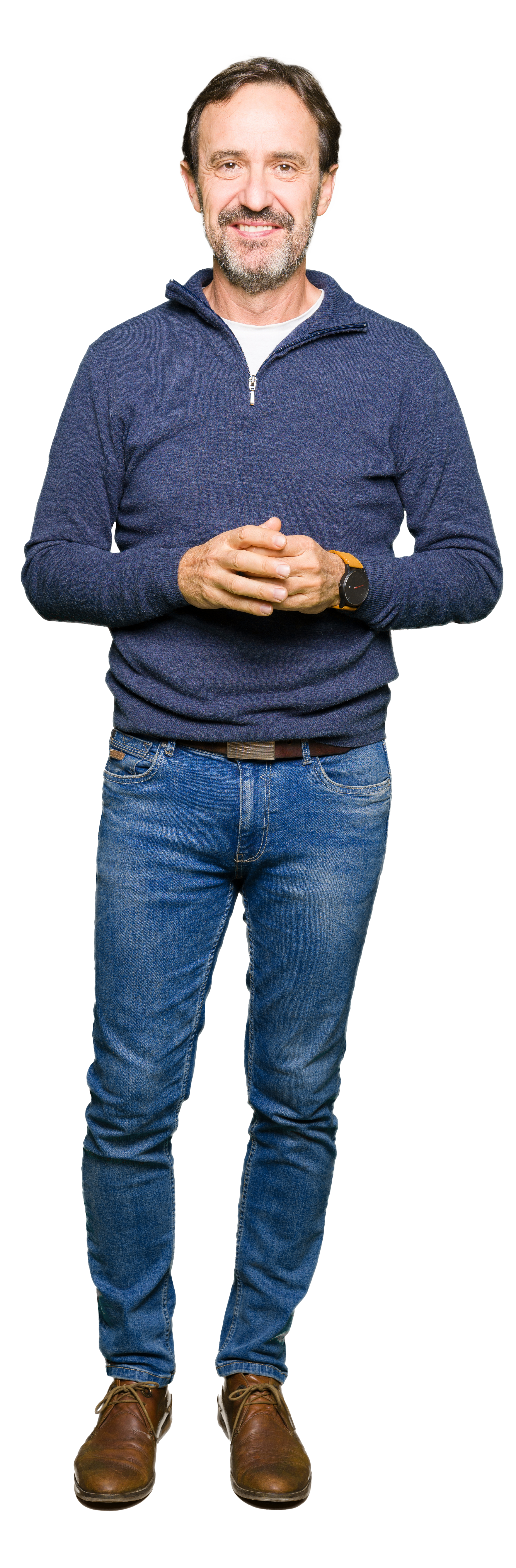 photo of pensive-looking man with hands in pockets