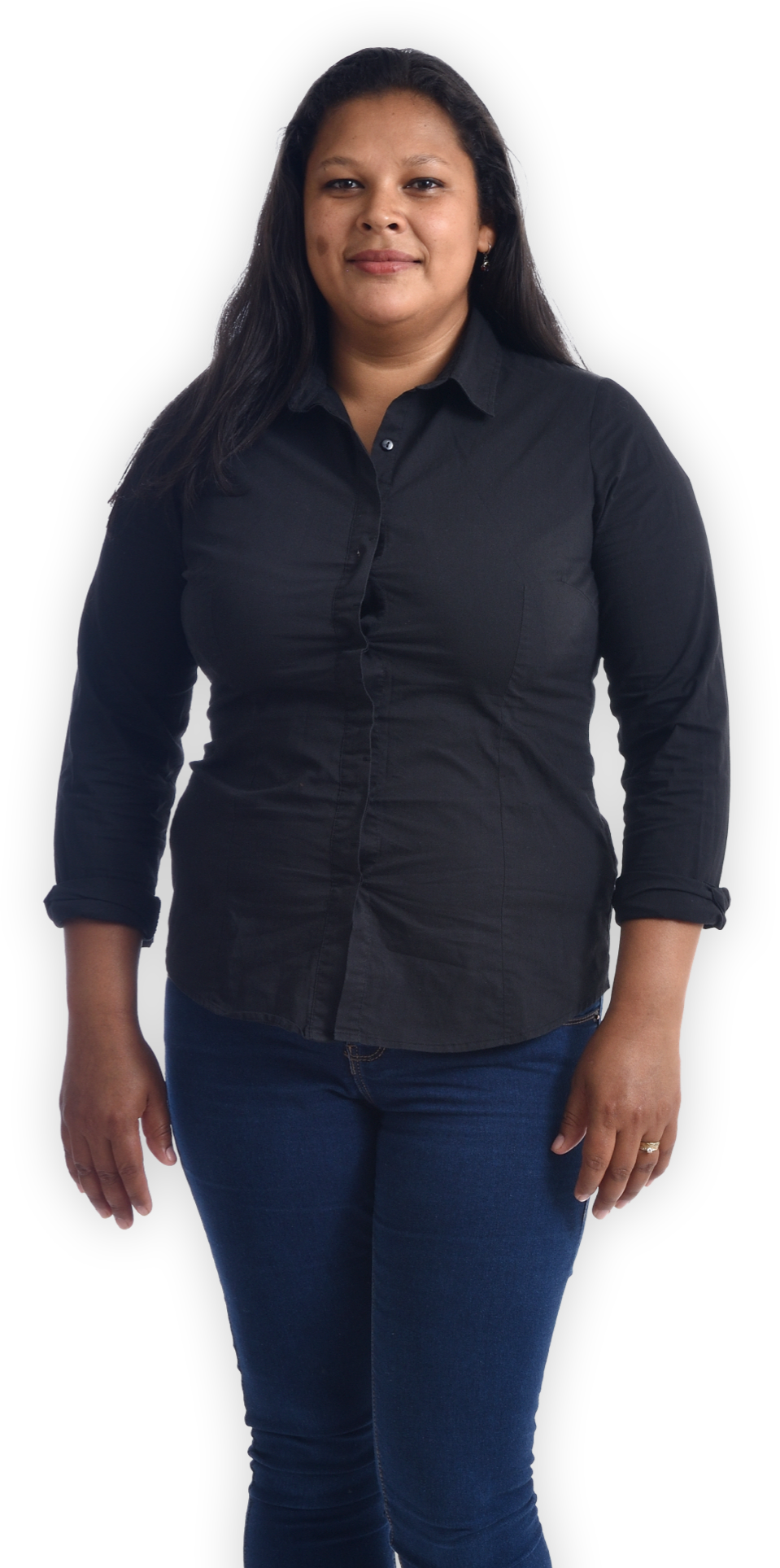 photo of Hispanic woman standing confidently