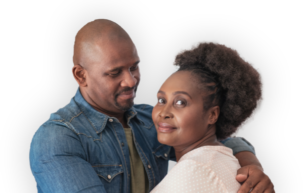 photo of African American couple hugging.