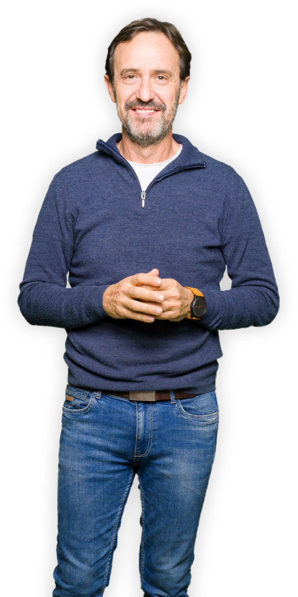 photo of smiling man with hands folded