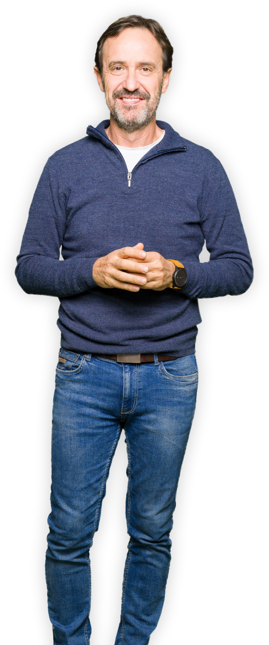 photo of pensive-looking man with hands in pockets