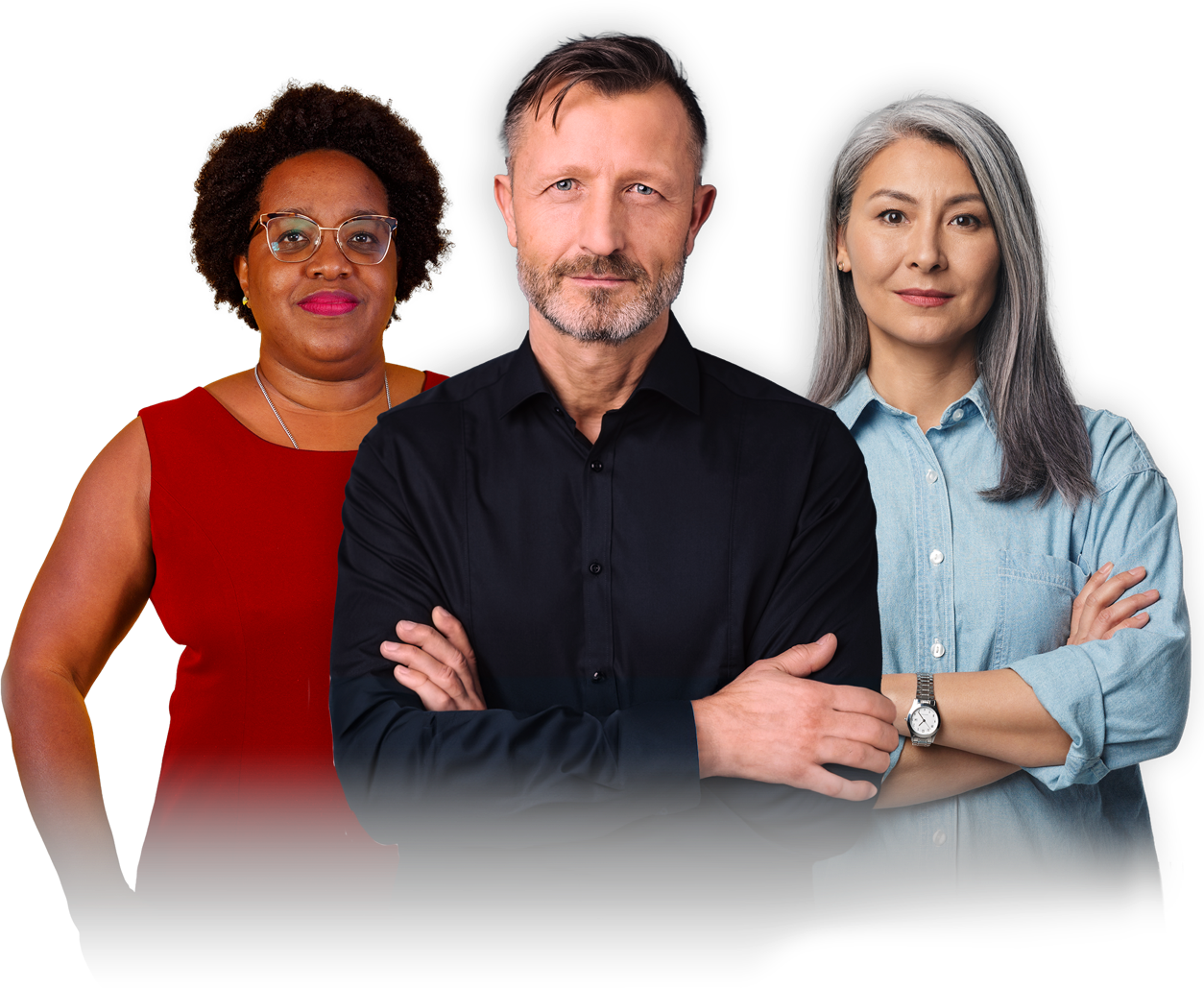 Image of an African American woman, Caucasian male, and Asian female standing together
